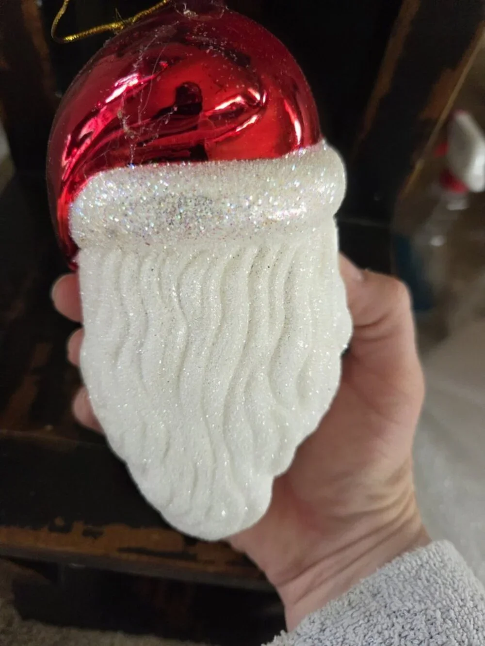 Vintage Mistletoe Magic European Style Hand Blown Santa Glass Christmas Ornament